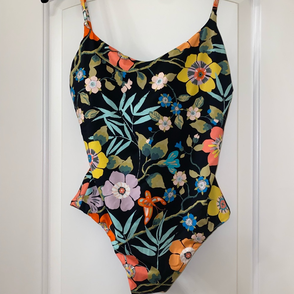 J. Crew Rounded V-neck one piece Swimsuit in Liberty Pavillion